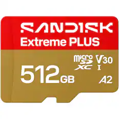 SANDISK Extreme PLUS
micro SD V30 XC I
512GB
A2