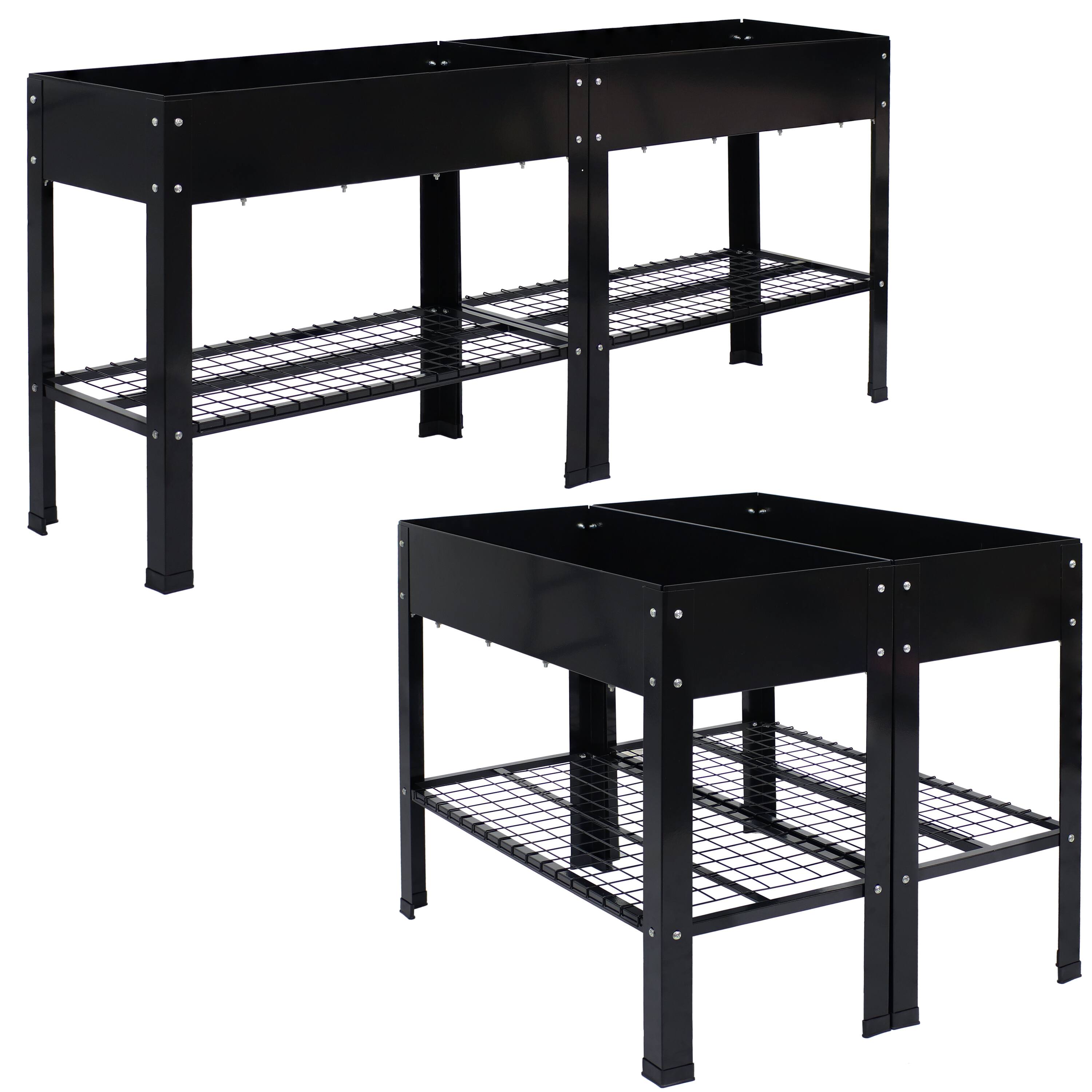 Alt View 7. Sunnydaze - Galvanized Steel Raised Bed with Mesh Shelf - Set of 2 - Black.
