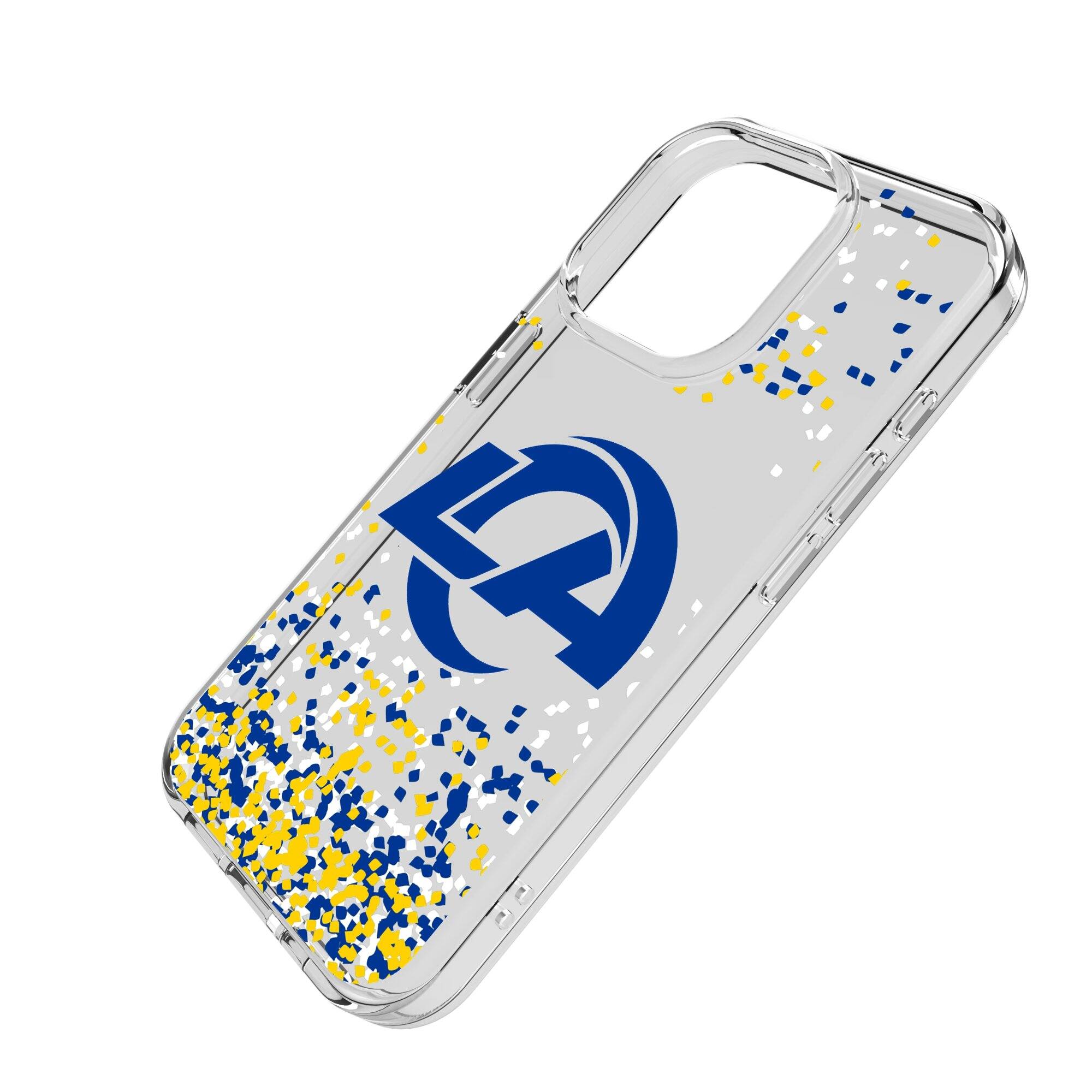 Alt View 1. Keyscaper - Los Angeles Rams iPhone Clear Case with Confetti Design - 15 Pro Max - Multicolor.