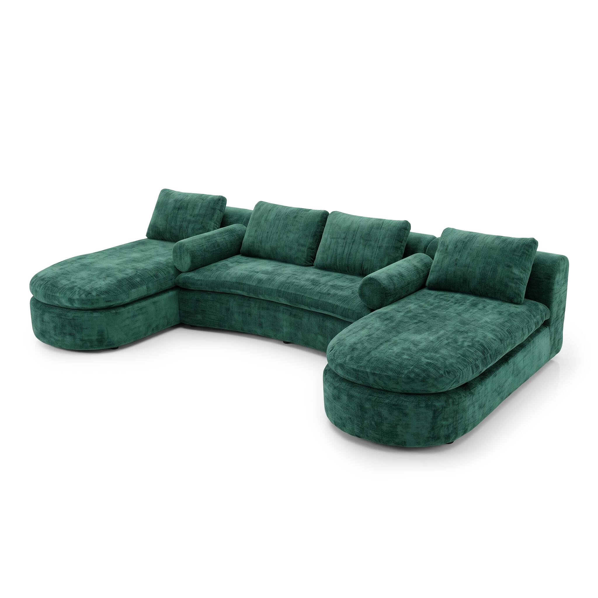 Alt View 10. Famapy - Oversized Modular Sectional Sofa with Double Chaise, 6-Seater Compressed U-Shaped Couch - Dark Green.