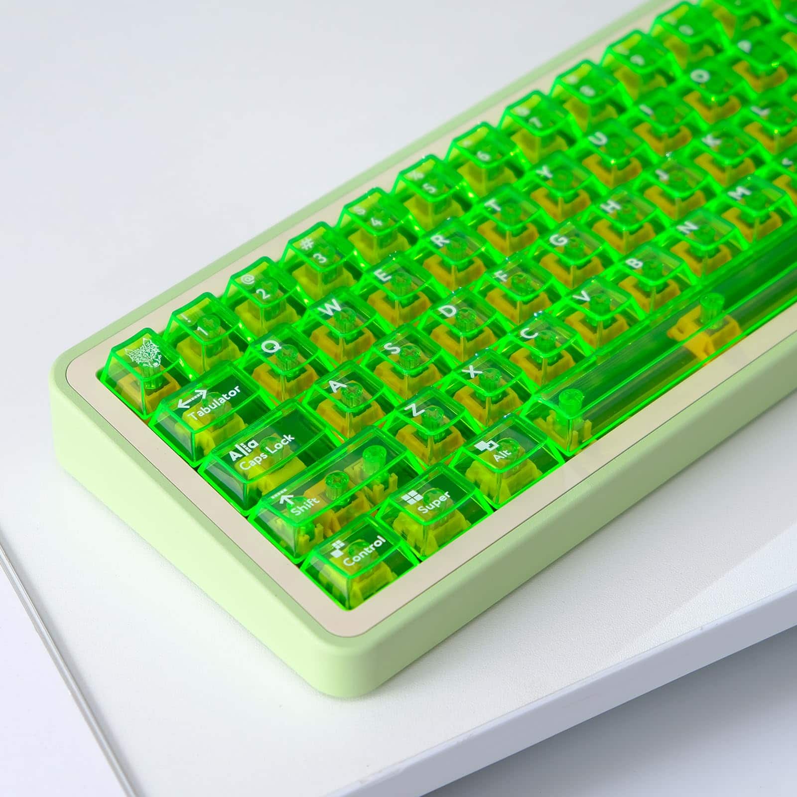 HM 1810 - Gradient Clear Keycaps Ai 3d Transfer Cherry Profile Transparent Keycap Set Fit For 60 65 75 Mechanical Mx - Bright Green