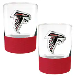 Great American Products - Atlanta Falcons 2-Pack 14oz. Rocks Glass Set with Silcone Grip - Red