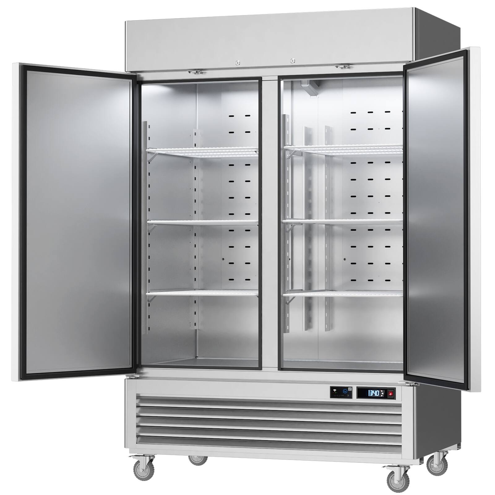 Left. Veecool - VEECOOL 54.4" 49 cu.ft. WiFi Enabled Two Solid Door Commercial Reach-in Refrigerator in Stainless Steel with 8 Shelves - Stainless Steel.