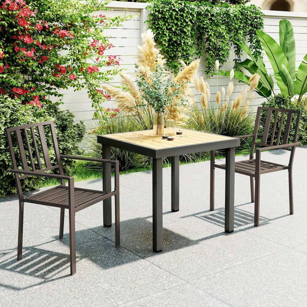 Alt View 7. Resenkos - Resenkos Patio Dining Chairs, Outdoor Dining Set, Galvanized Steel, Brown - Brown.
