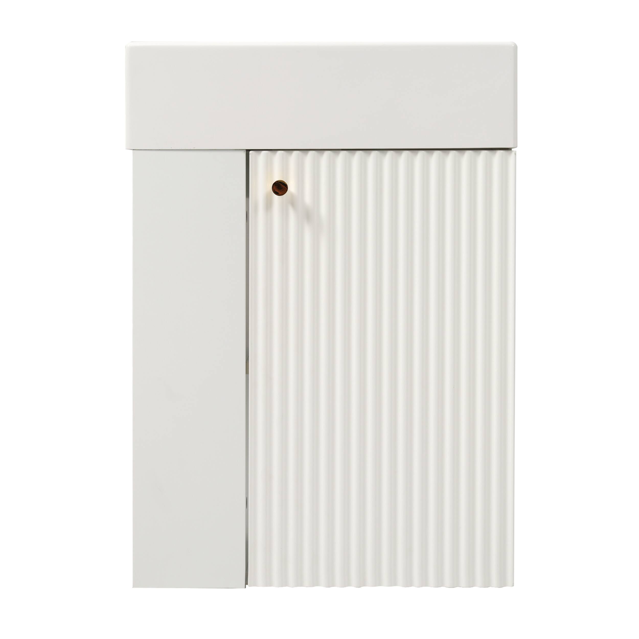 Alt View 8. ELEMENT ACE - Compact Floating Bathroom Vanity with Integrated Storage and Resin Basin - Ideal for Small Spaces - White.