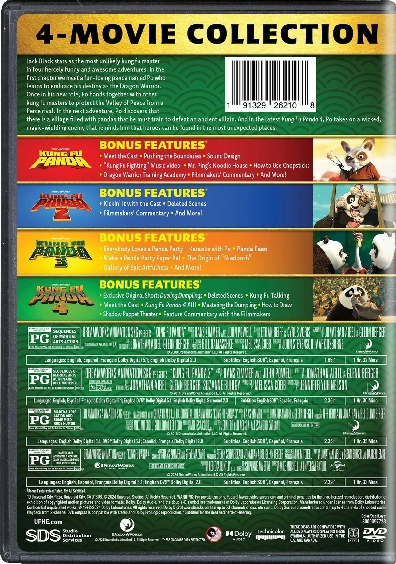 Back. Kung Fu Panda: 4 Movie Collection [DVD].