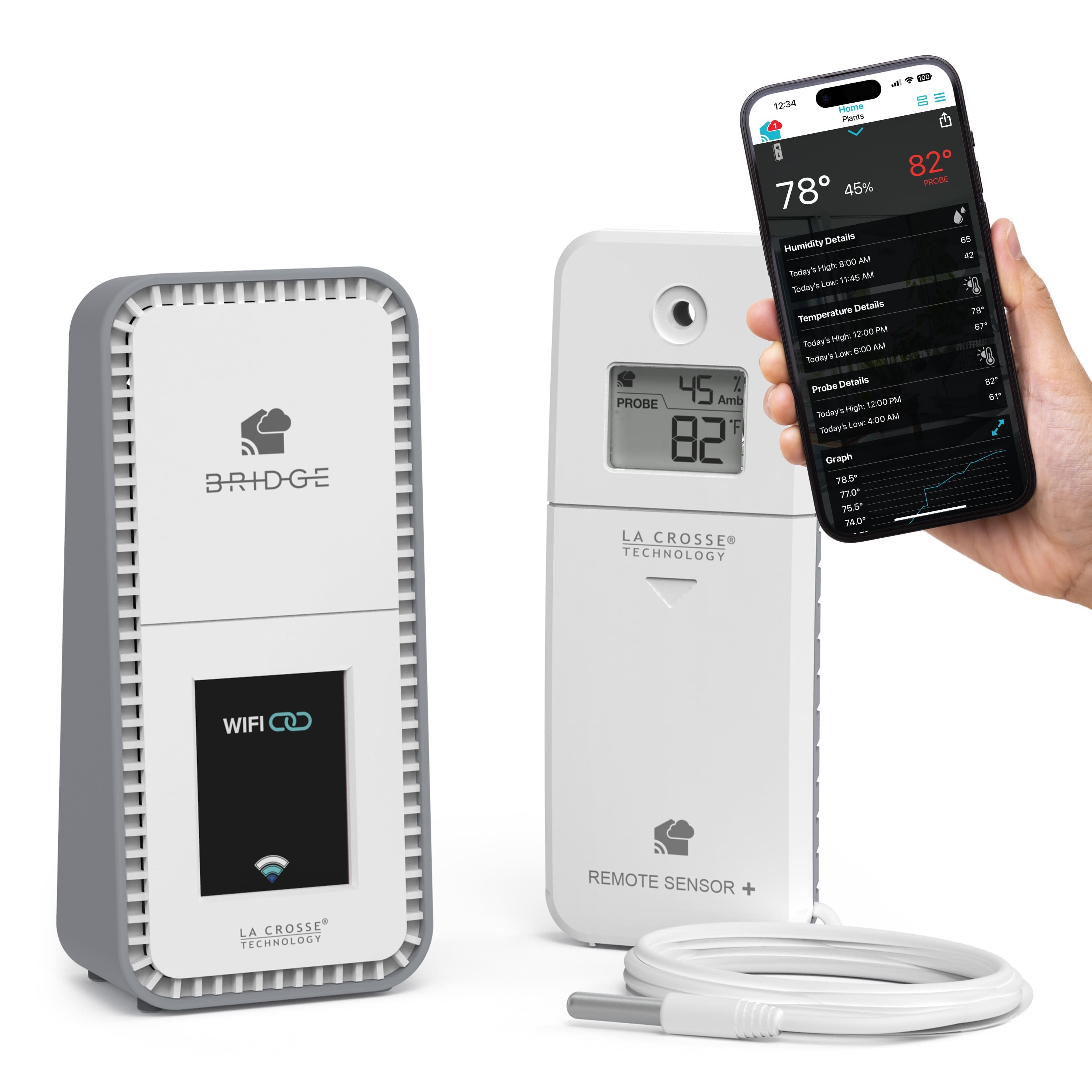 La Crosse Technology - Temp Tracker Probe Wi-Fi Alert and Monitoring System - White