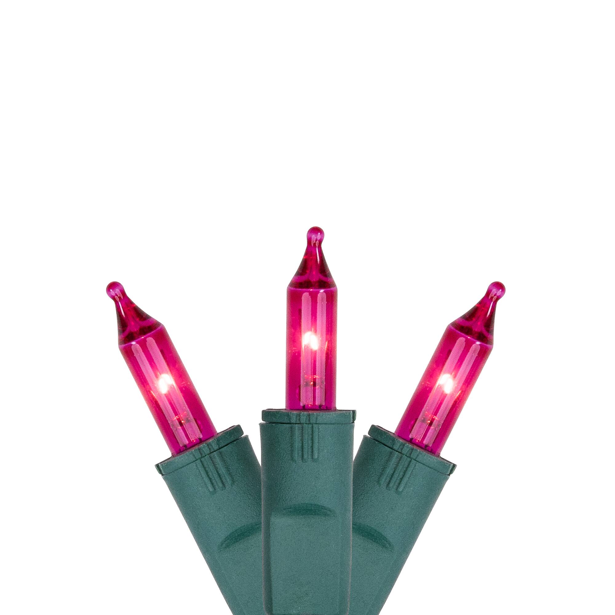 Front. GKI/Bethlehem Lighting - Perm-O-Snap Mini Christmas Lights - Pink - 24.75 ft Green Wire - 50ct - Pink.