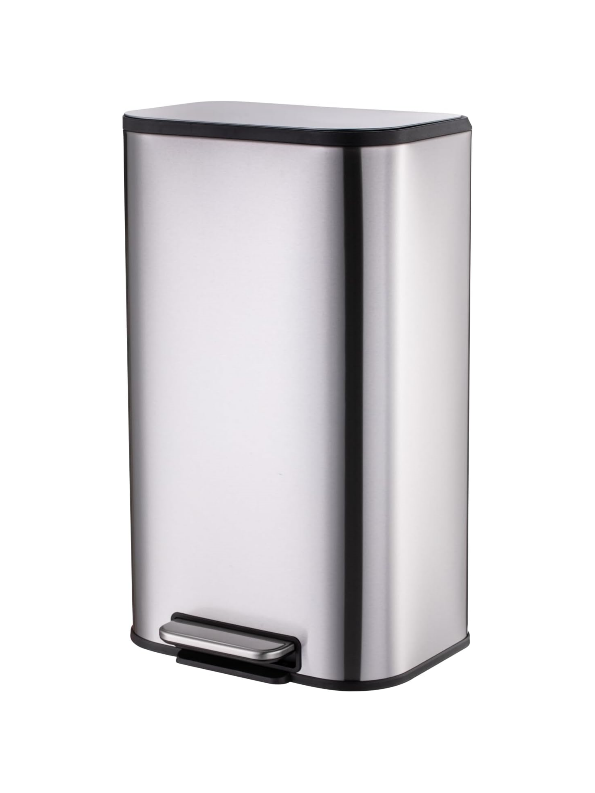 Angle. GARVEE - 50L Trash Can Stainless Steel Garbage Can With Lid Step On Pedal Bucket Rectangular Trash Can - Silver 50L.