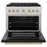 Angle. ZLINE - 36 in. Wide 6 Burner Autograph Paramount Satin Steel Gas Range with Bronze Accents (SGRSZ-BLM-36-CB) - White.