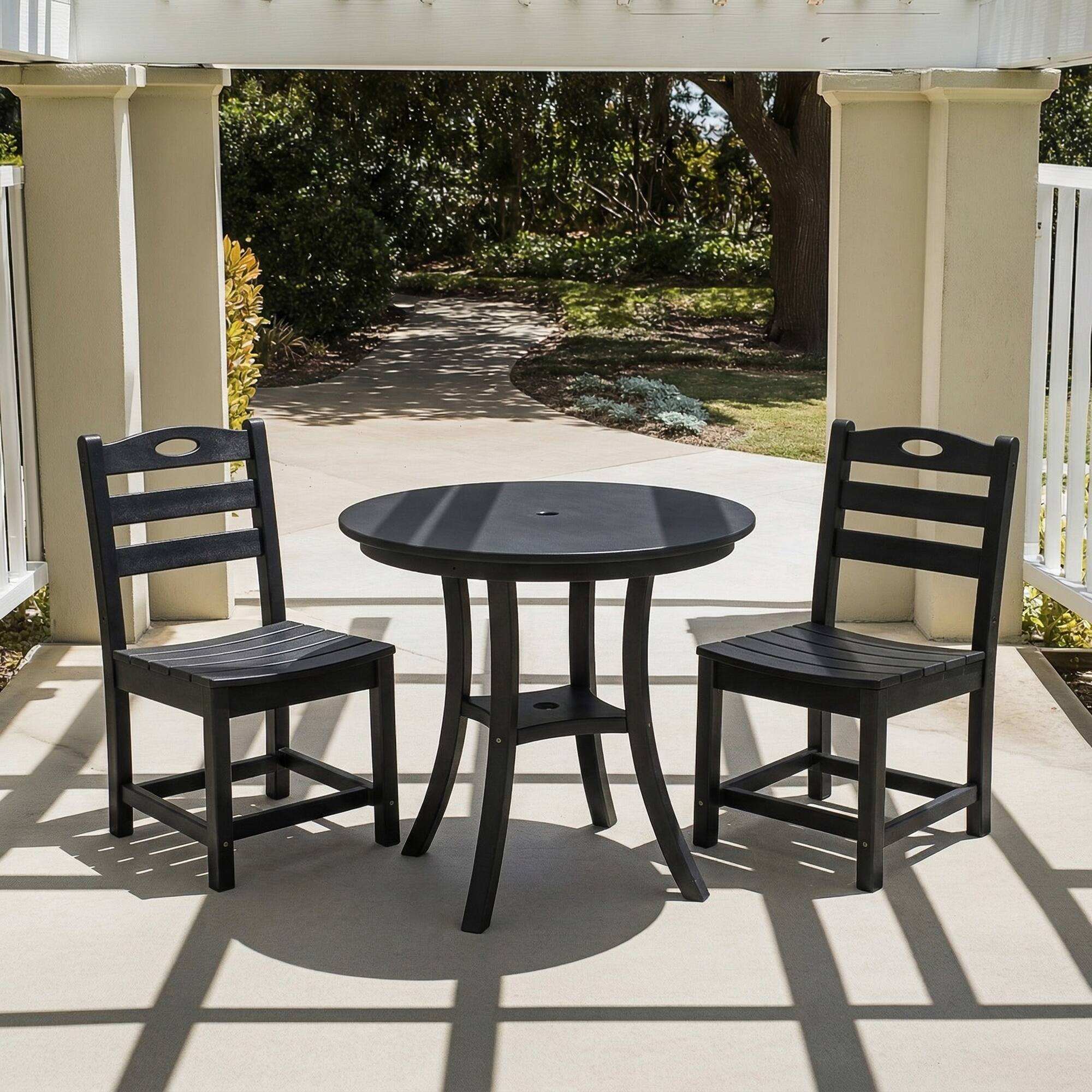 Alt View 4. Boyel Living - 3-Piece HDPE Patio Bistro Set with Round Table and 2 Chairs - Black.