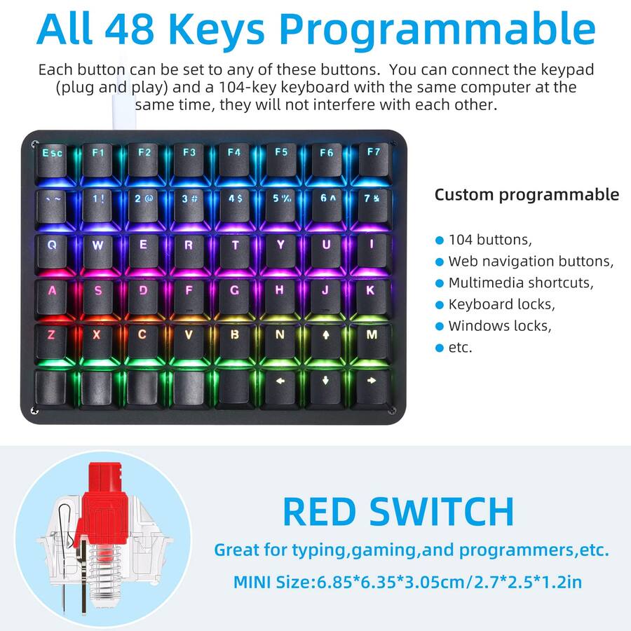 Comfort Essence One Handed Mechanical Gaming 48 key Fully Mini Keypad ...