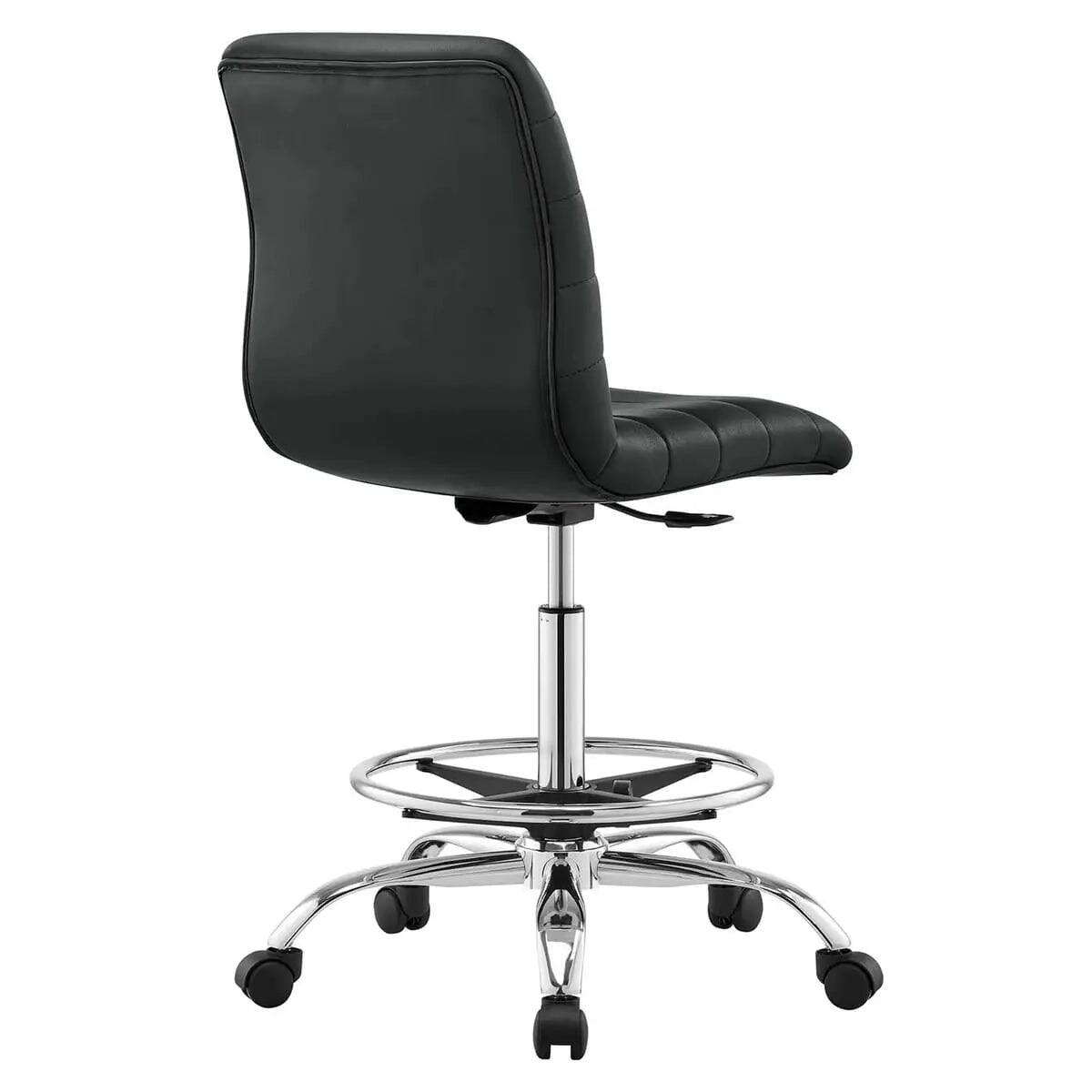 Alt View 2. Modway - Drafting Chair Vegan Leather Armless Adjustable Stool - Black.