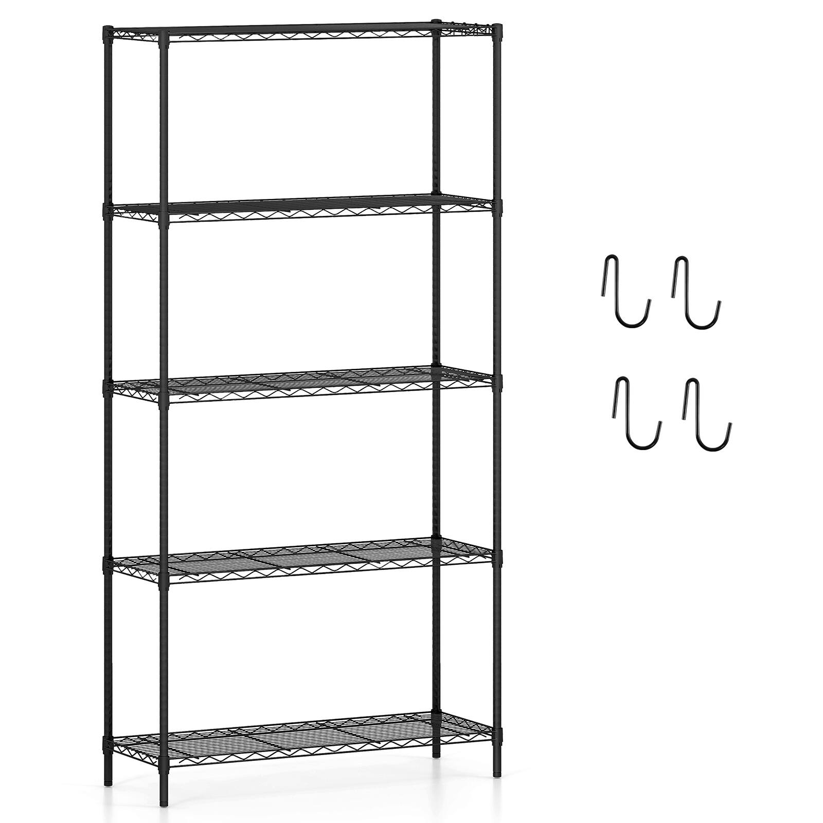 Alt View 8. Gymax - Gymax 2PCS 5-Tier Metal Storage Shelving Unit w/V-Shaped Wire Rack for Kitchen Garage - Black.