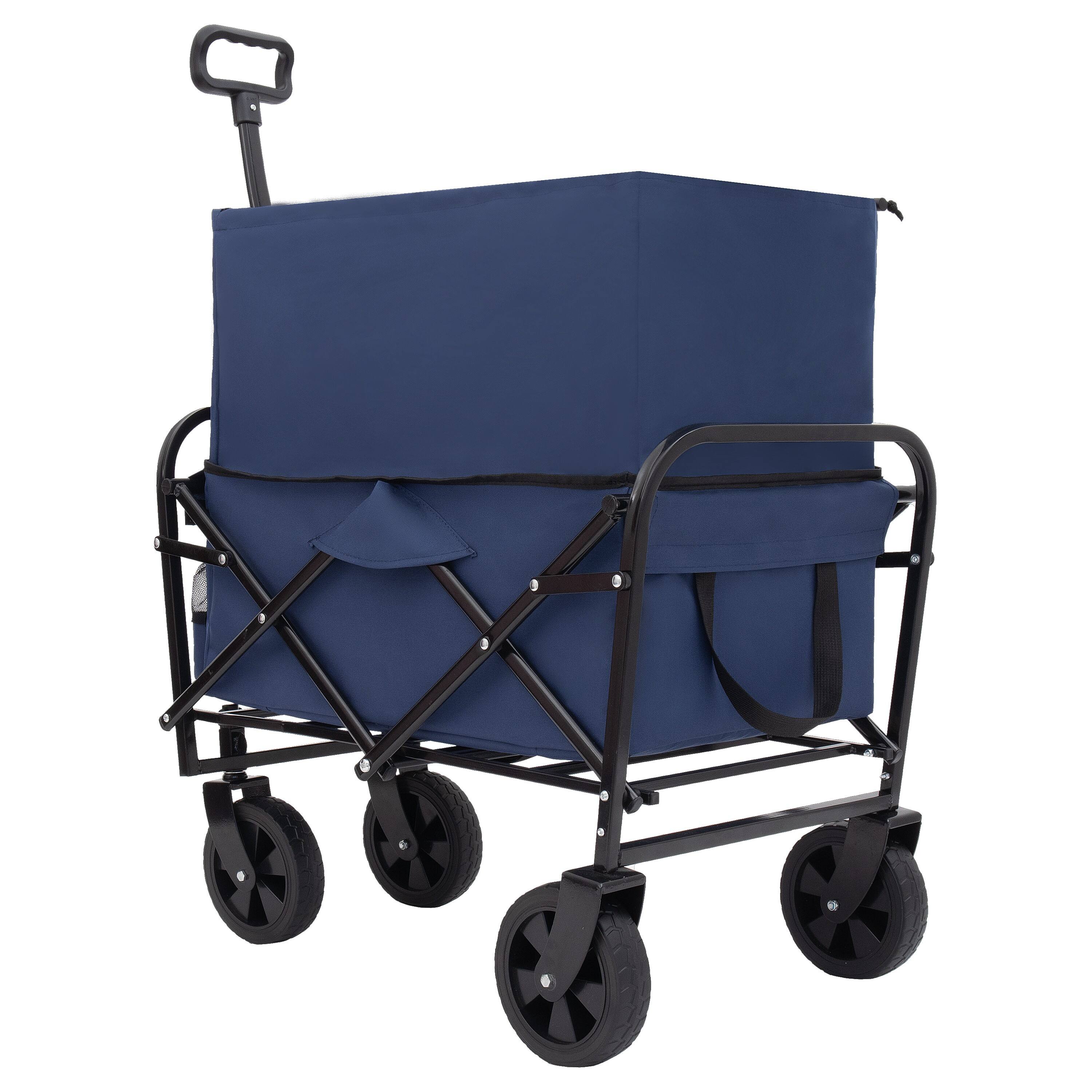 Alt View 1. Mondawe - Extendable Collapsible Wagon Utility Carts w/ 225LBS Capacity, 360° Wheels - Dark Blue.