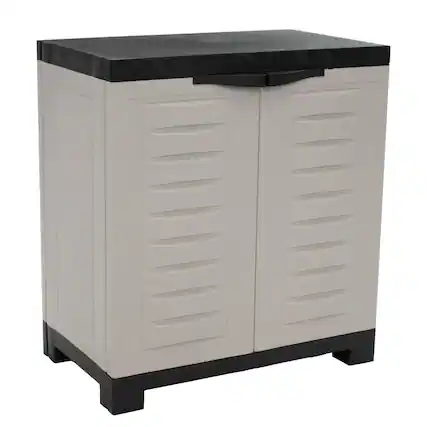 Front. Sunnydaze - Heavy-Duty Plastic Storage Cabinet with Adjustable Shelf - Gray.