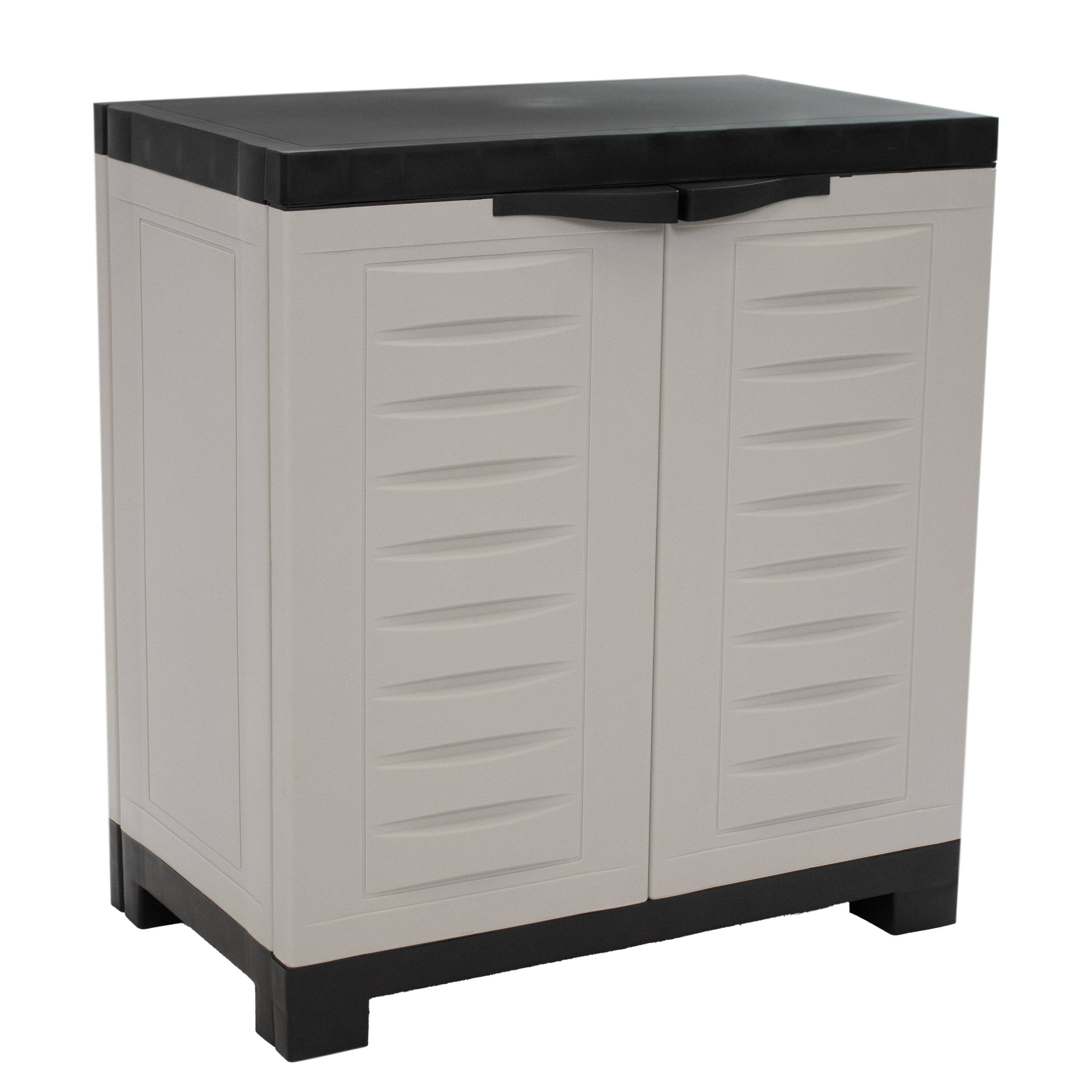 Front. Sunnydaze - Heavy-Duty Plastic Storage Cabinet with Adjustable Shelf - Gray.