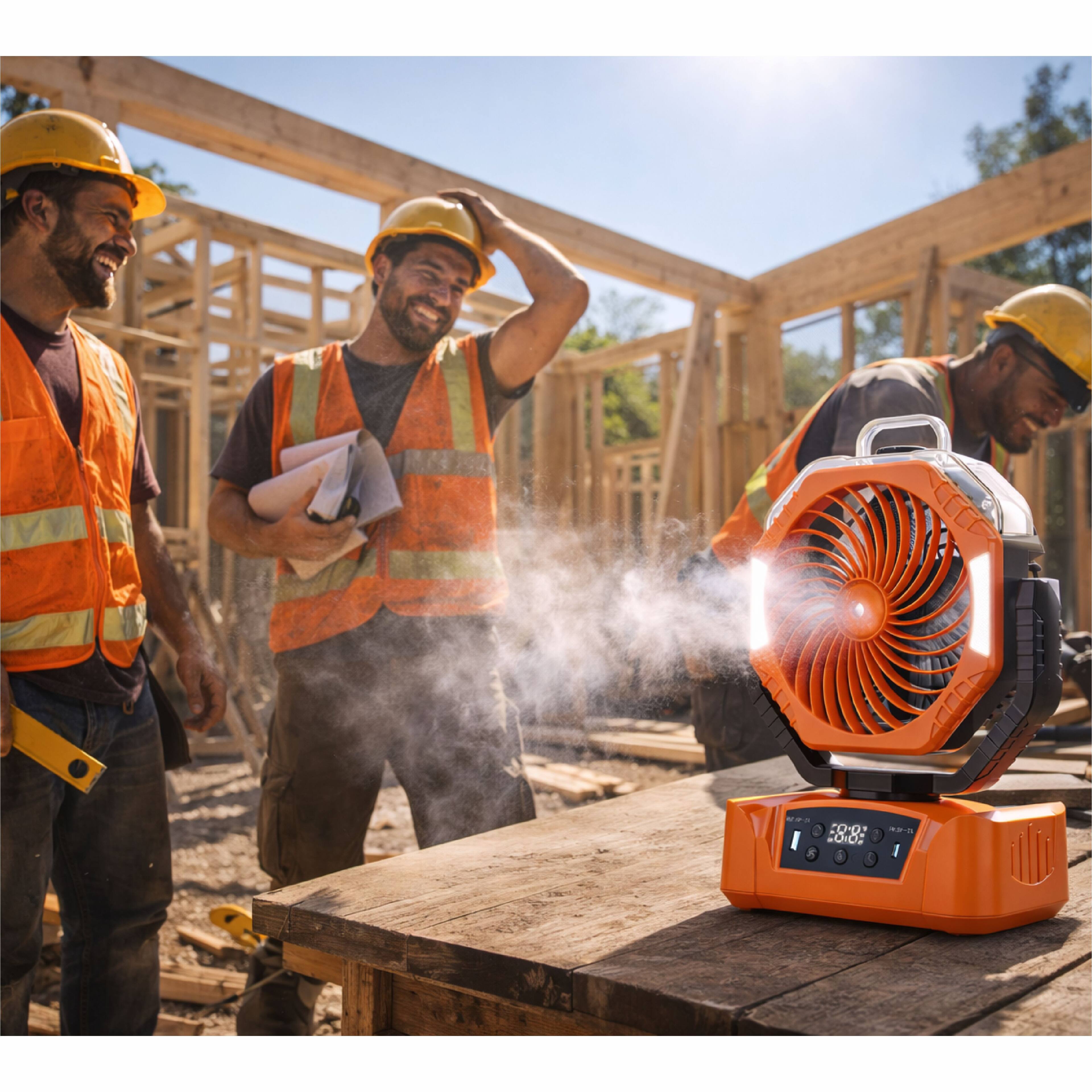 Back. Sonicgrace - SONICGRACE Portable Misting Camping Fan,Outdoor, Built in 20000mAh  Battery with LED Light & Remote.