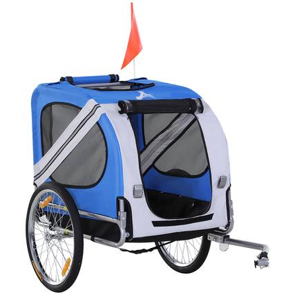 Front. Siljoy - Light Blue/White Dog Bike Trailer with 3 Entrances & Off‑Road Wheels, Pet Carrier for Dogs Up to 44 lbs.