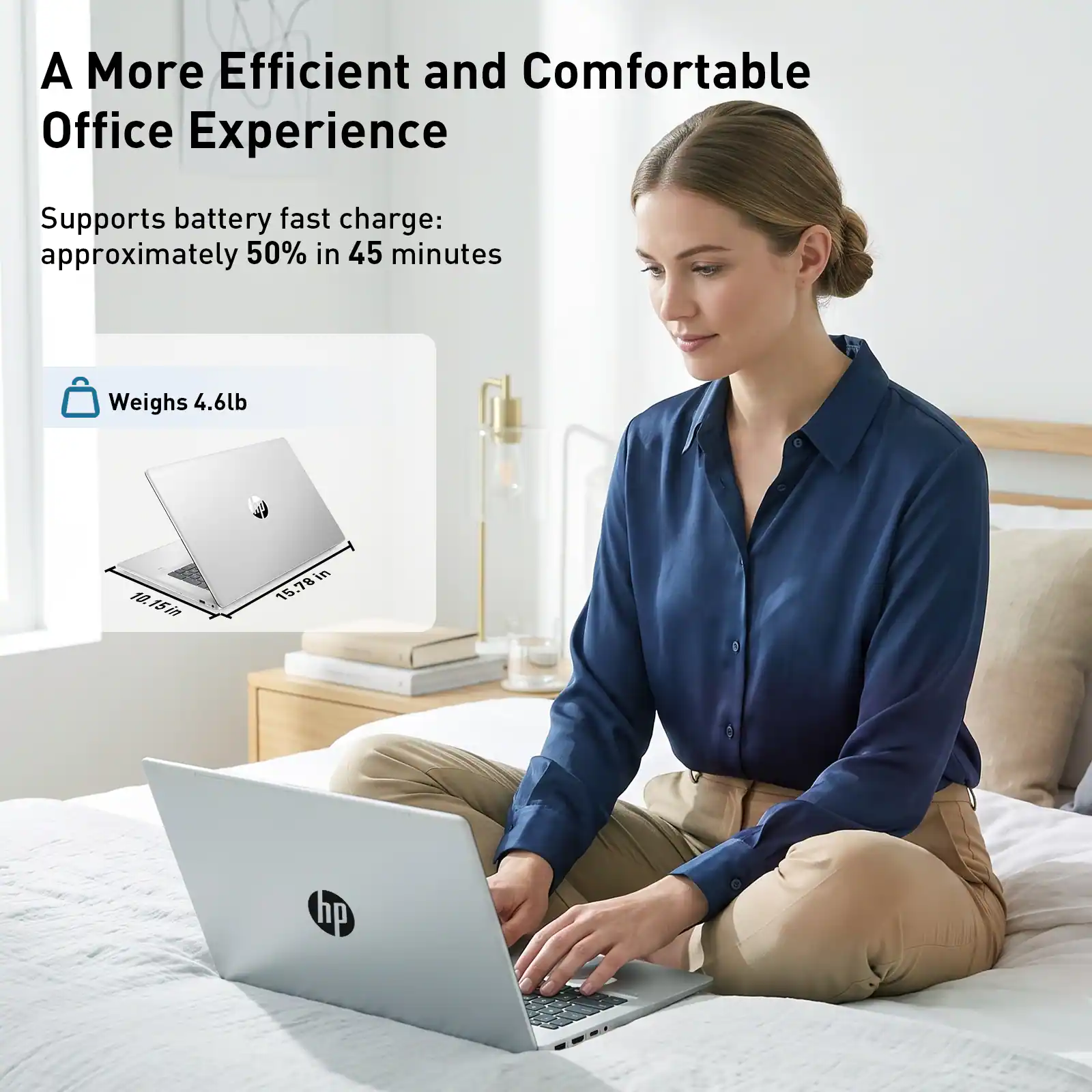 A More Efficient and Comfortable Office Experience

Supports battery fast charge: approximately 50% in 45 minutes

Weighs 4.6lb

12.15" x 9.76"