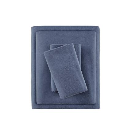 Front. Gracie Mills - Gracie Mills Persephone Cotton Flannel Sheet Set - Blue Solid.