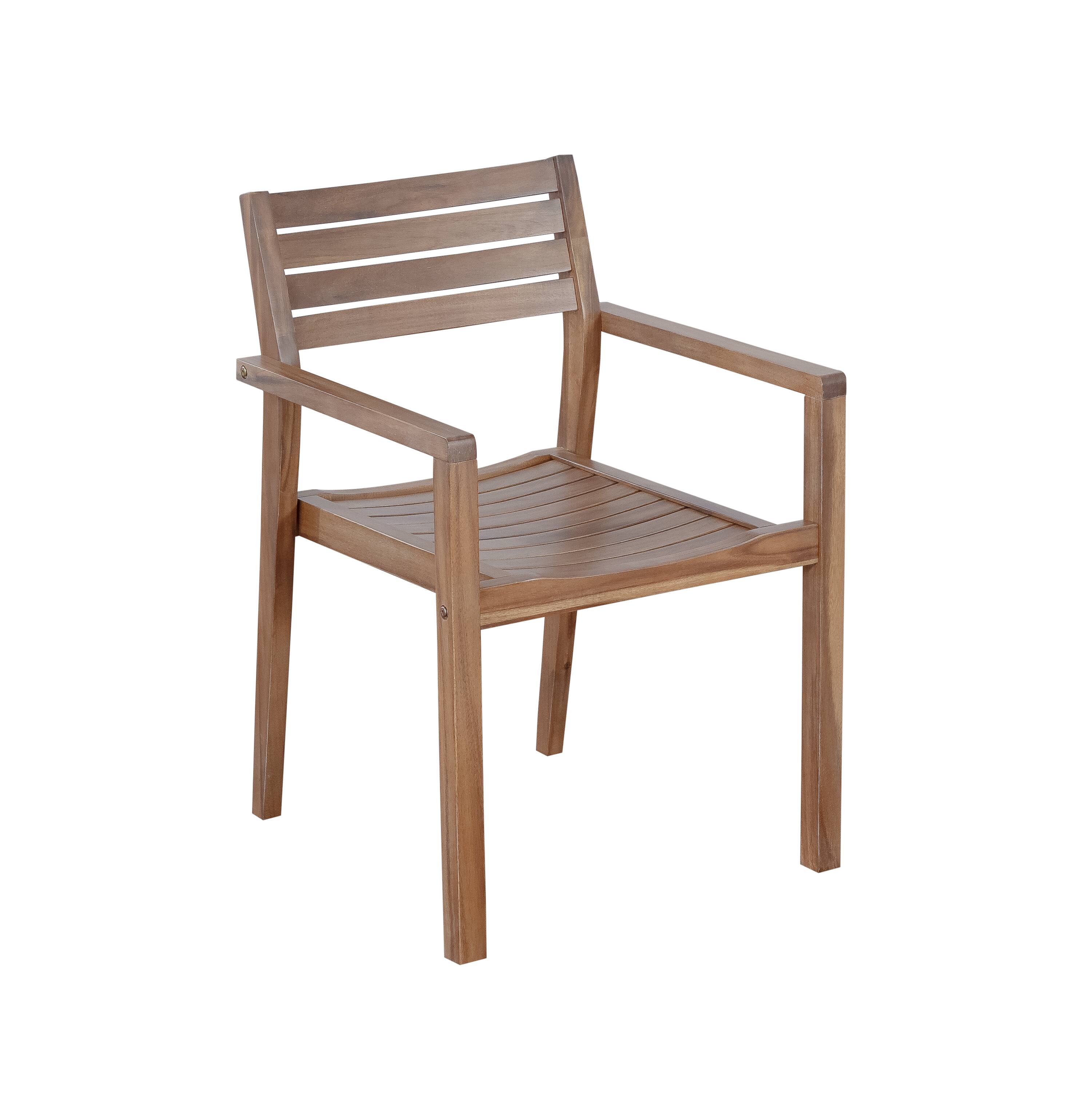 Alt View 2. Mondawe - 5-Piece Outdoor Dining Set with 4 Acacia Wood Chairs,47.2" Round Dining Table with Umbrella Hole - Brown+White.