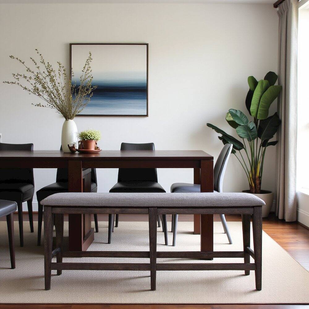 Alt View 2. Starlight Canyon Home - Brown Wooden Dining Bench – Versatile Bedroom or Entryway Bench Seat - Brown.
