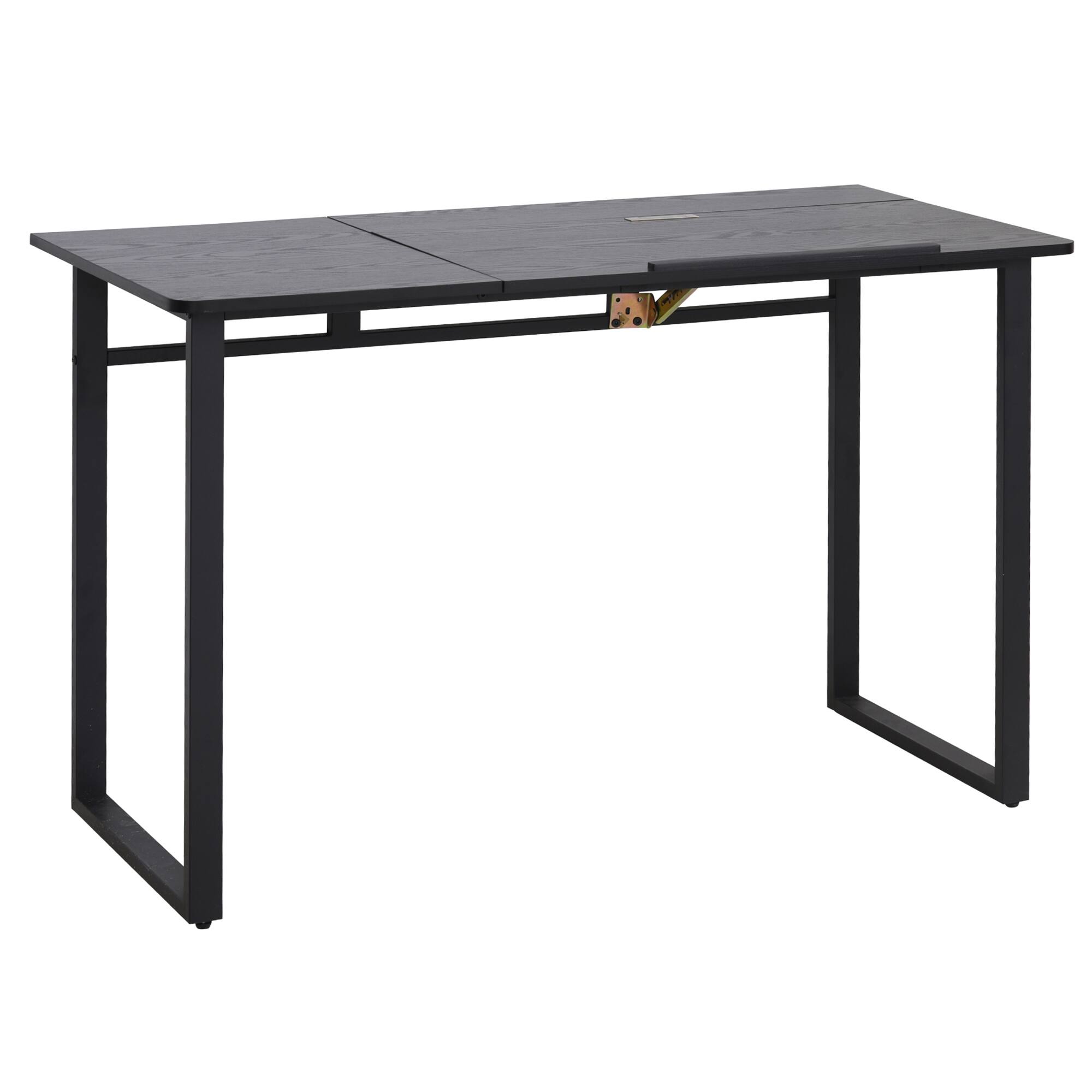 Front. Homcom - Modern Drafting Drawing Table with Adjustable Tiltable Tabletop, Writing Office Desk Artist Workstation - Black Wood Grain.