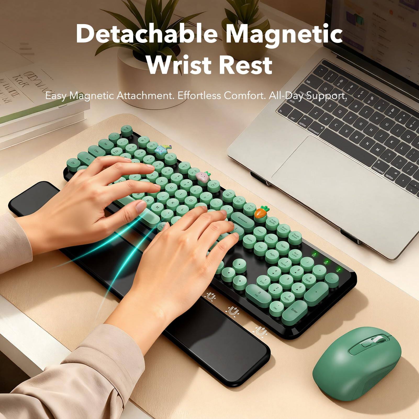 Detachable Magnetic Wrist Rest! Easy Magnetic Attachment. Effortless Comfort. All-Day Support.