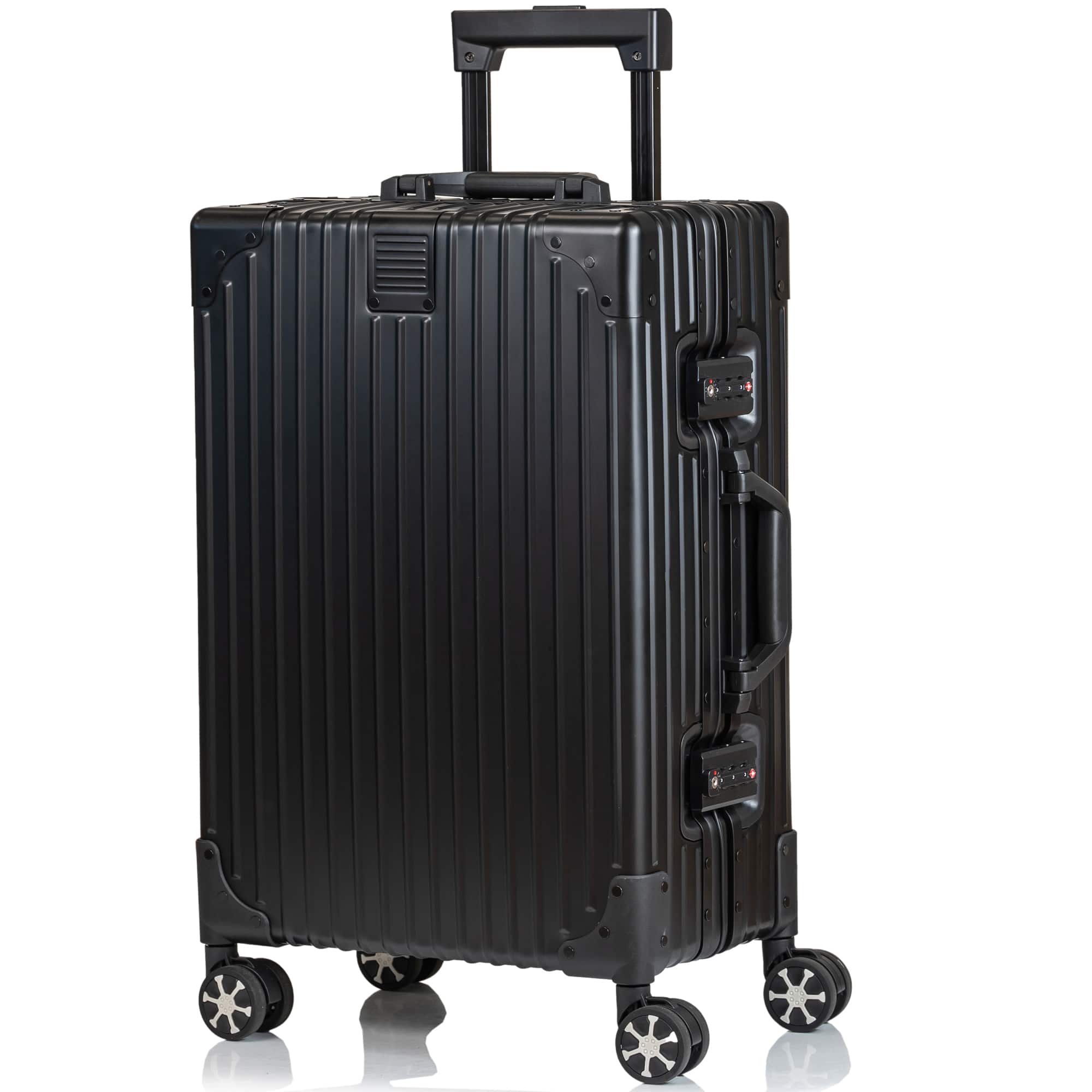 Champs Elite Aluminum Collection Carry on Luggage Case Black