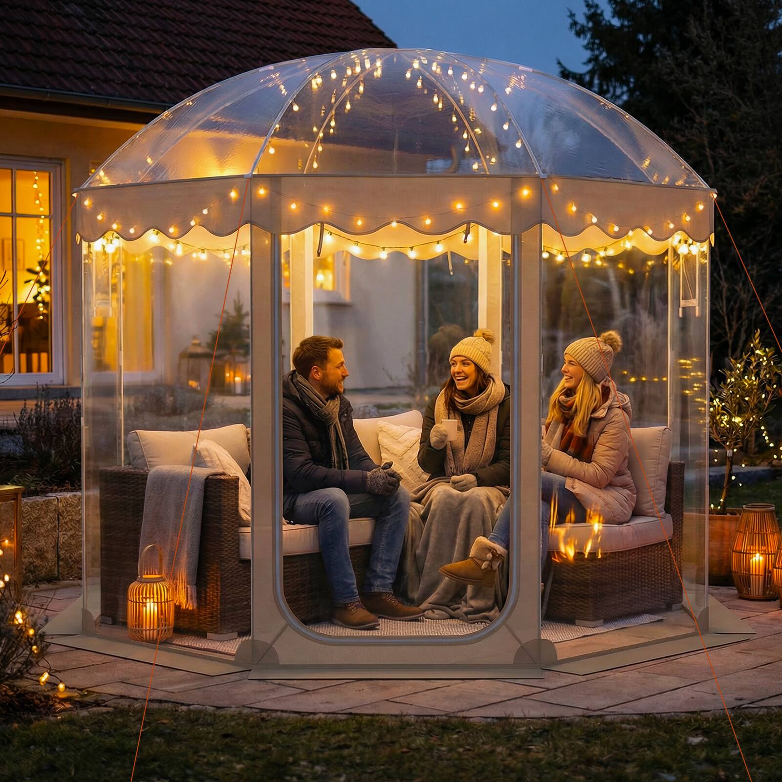 Alt View 3. Gymax - Gymax 10x10ft Pop-Up Bubble Tent for 8-10 People 540 Degree Panoramic Clear PVC For Outdoor - Multicolor.