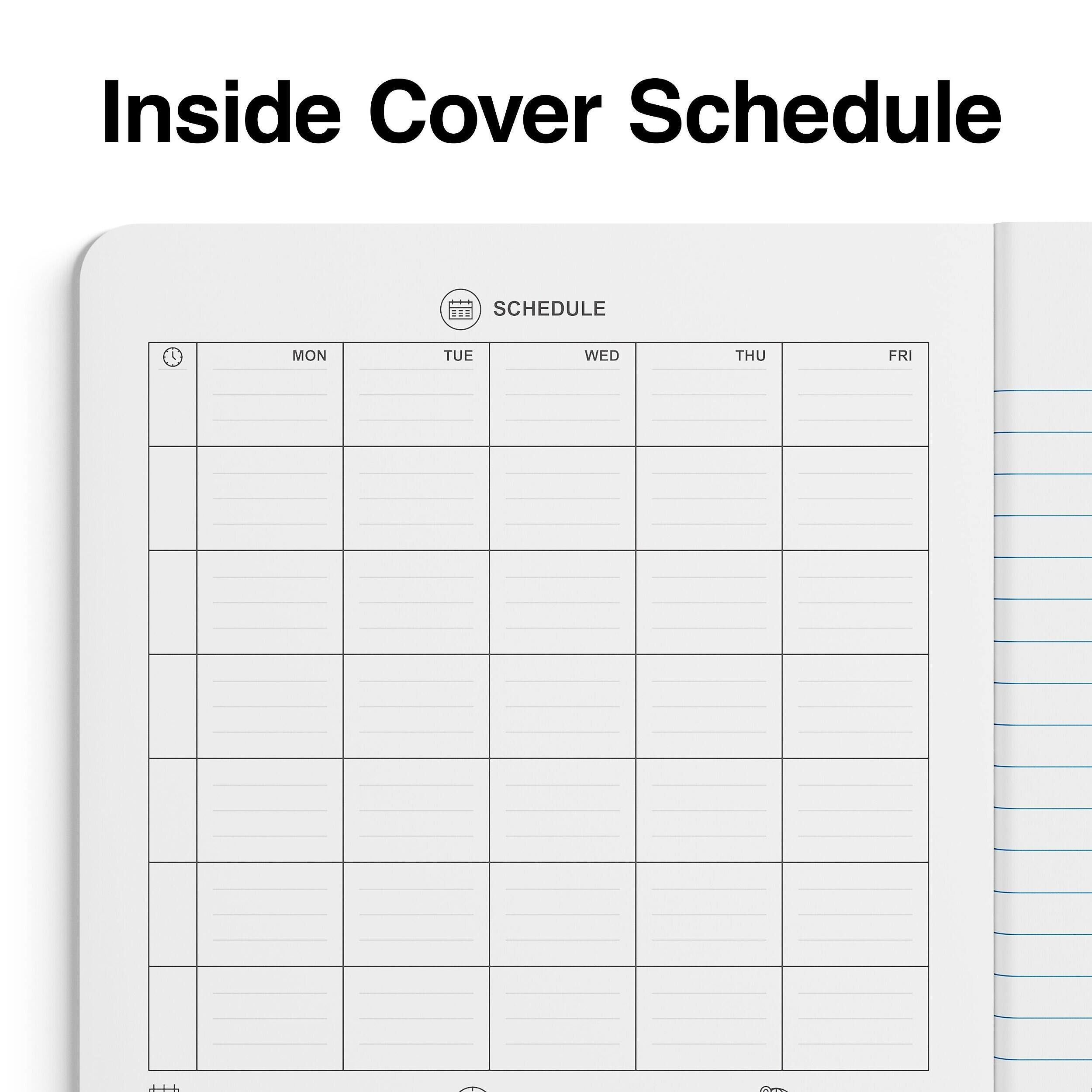 Inside Cover Schedule

SCHEDULE

MON | TUE | WED | THU | FRI