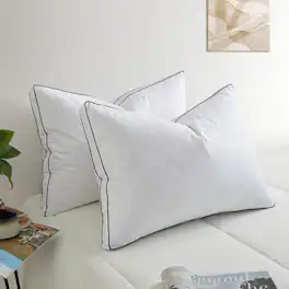 Peace Nest - 2 Pack Quilted Cotton Goose Feather Down Pillow - White