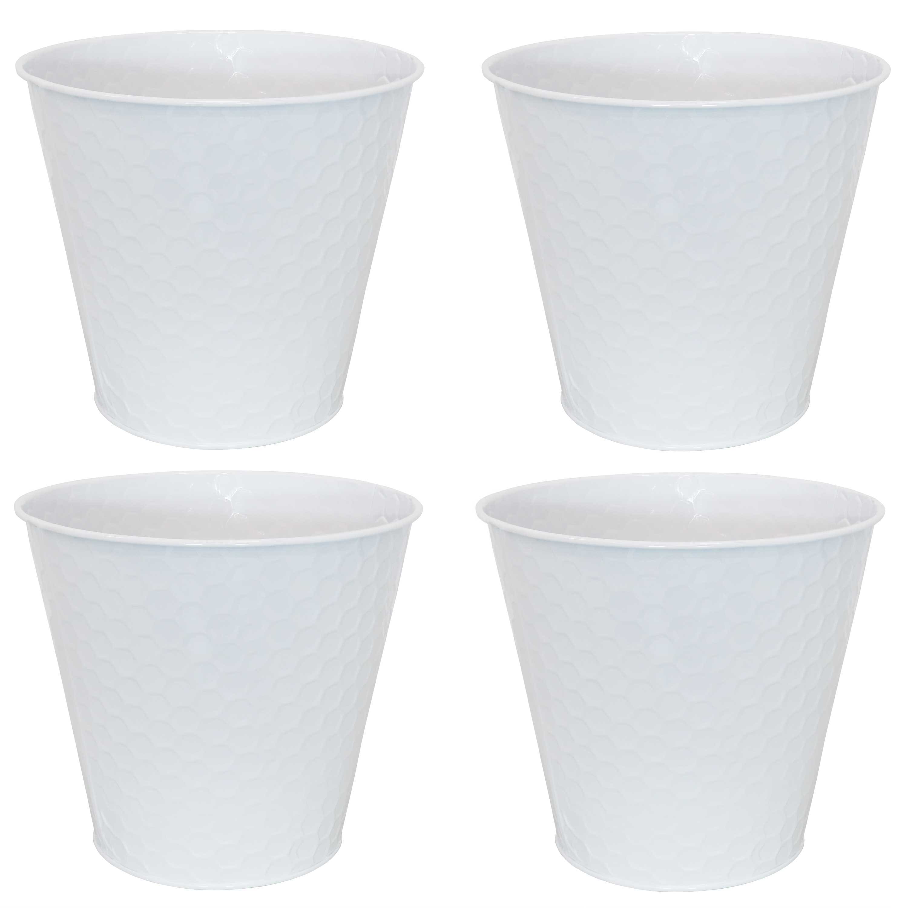 Sunnydaze - Galvanized Steel Planters with Hexagon Pattern - Set of 4 - White price history on PriceWatchPro