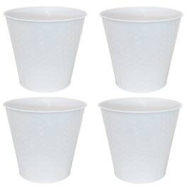 Sunnydaze - Galvanized Steel Planters with Hexagon Pattern - Set of 4 - White