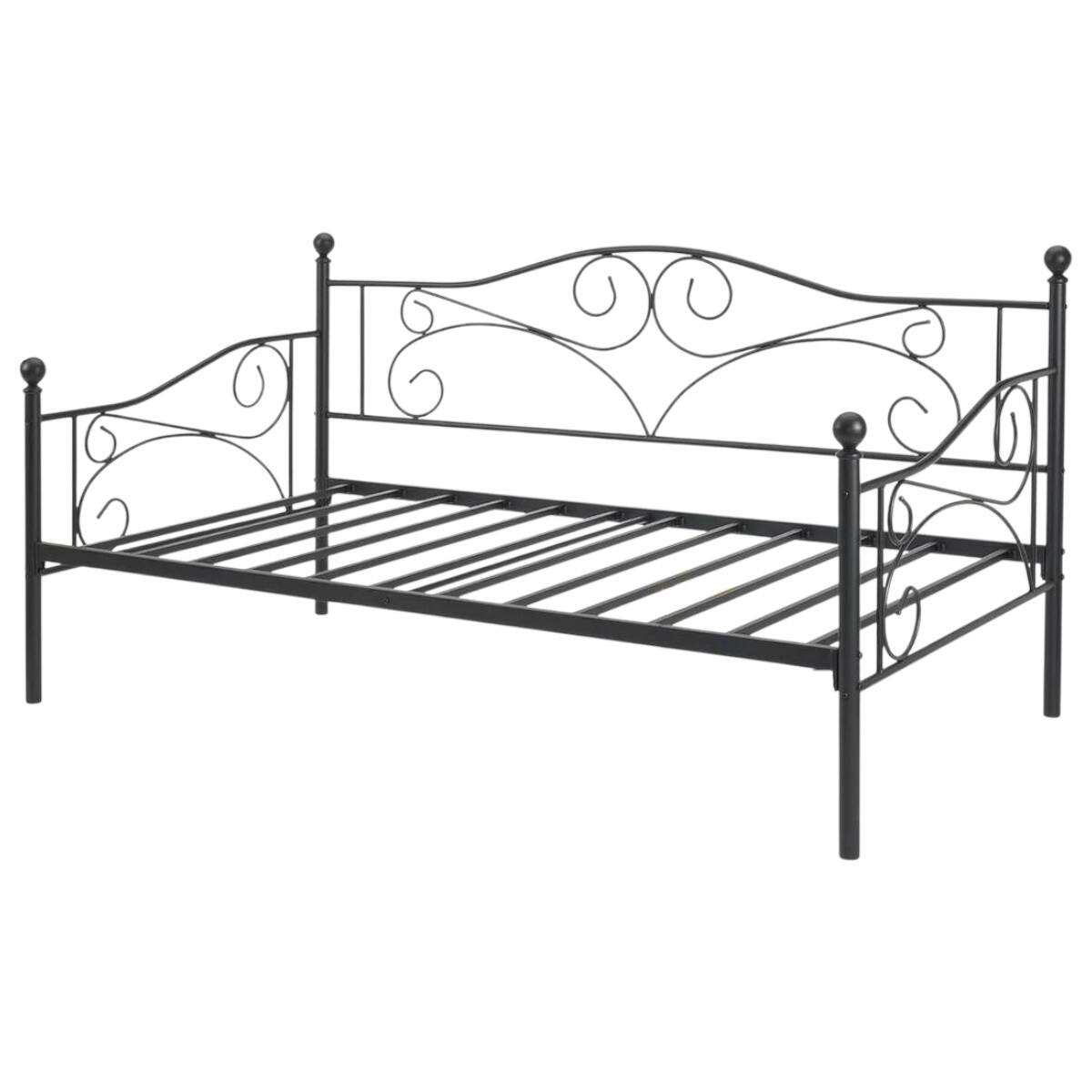 Front. SlickBlue - Durable Steel Day Bed Frame – Classic Metal Finish for Long-Lasting Support - Black.