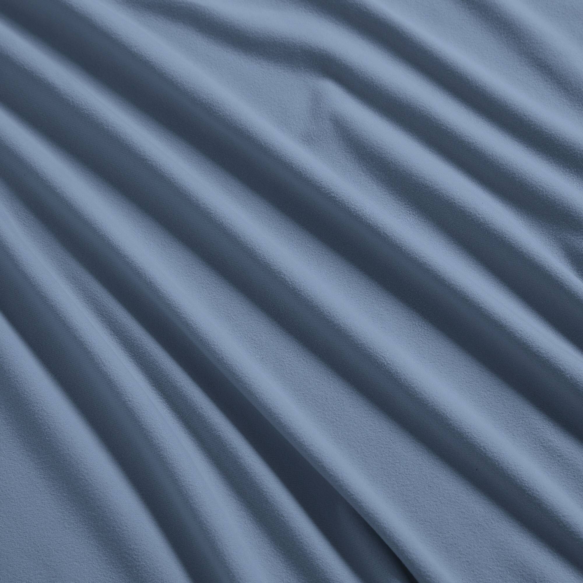 Back. Sweet Home Collection - Solid Flannel Fitted Sheet, Bottom Sheets with Built in Sheet Straps, Full - Denim.