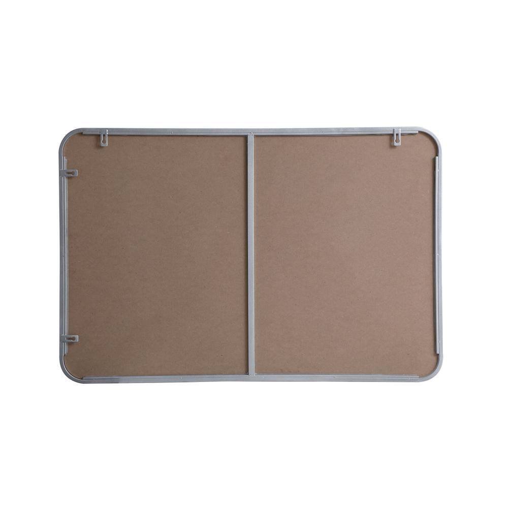 Angle. Elegant Decor - Soft corner metal rectangular mirror 24x36 inch in Silver - Silver.