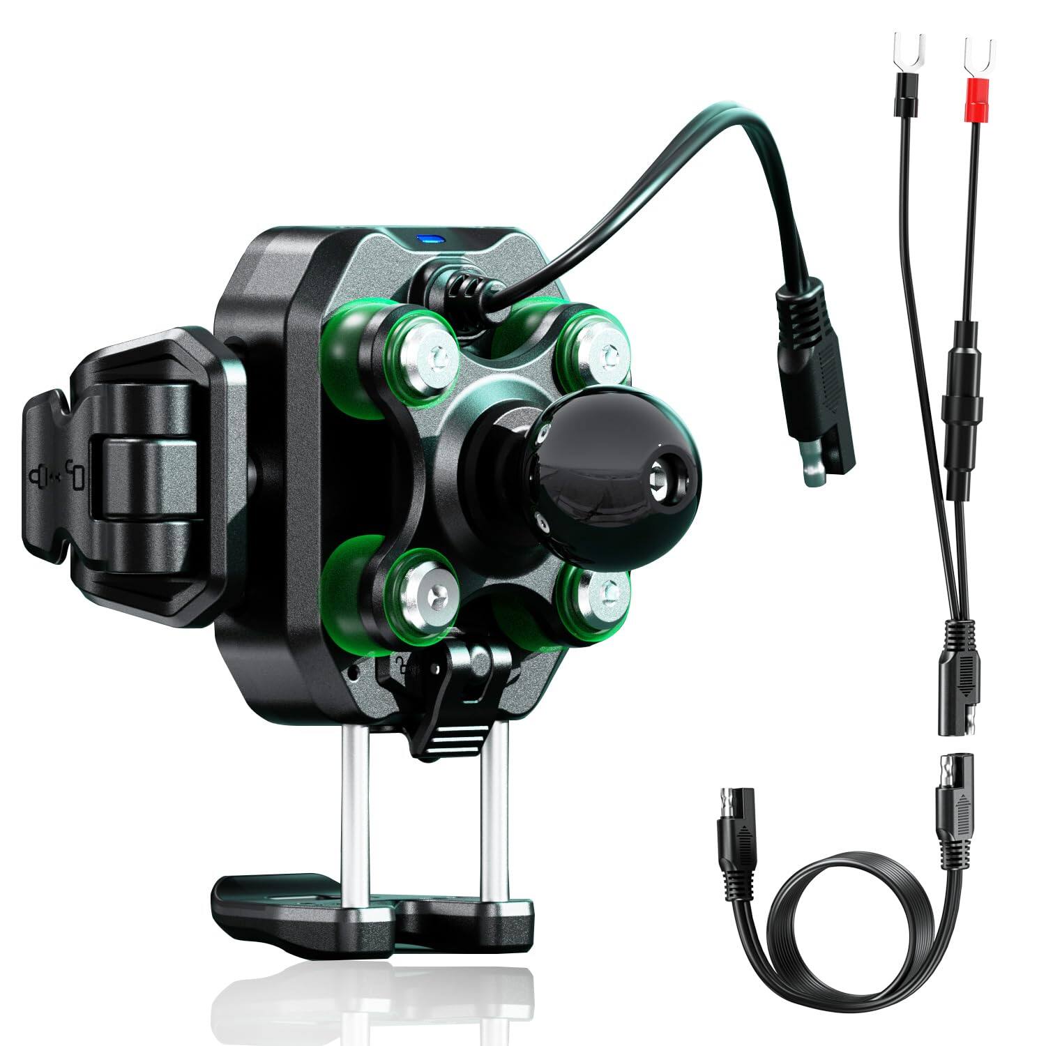 Front. Empire DigiLabs - Phone Mount With Wireless 15w Usb c Port 36w Shock Absorption 1 Ball Fits For 5 4 7 2 Phones Up To Thick Wo... - Default.