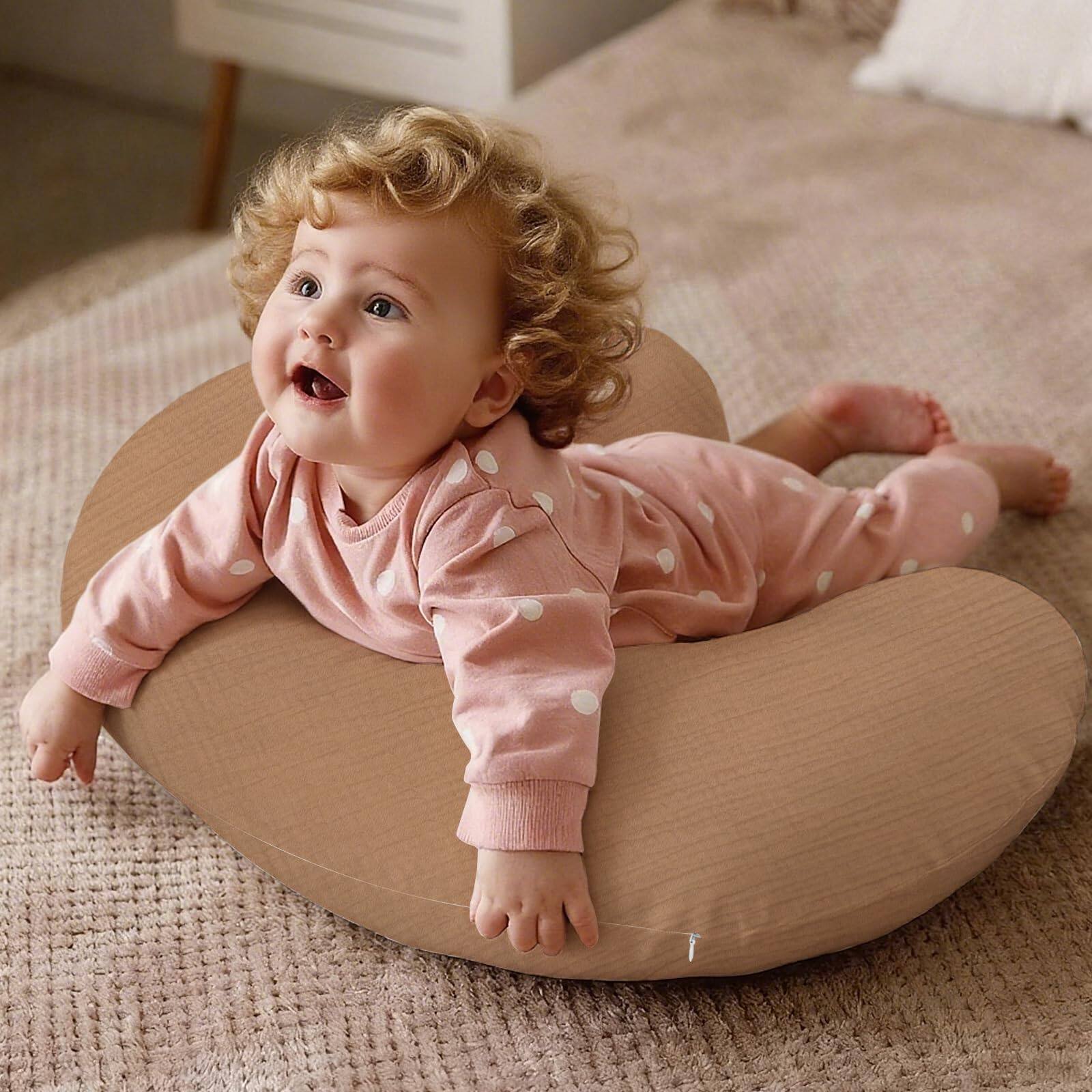 Alt View 2. Fabibe - Muslin Pillow Cover Compatible With Boppy Soft Covers For Pillows Brown featuring cotton, zipper closure, breathable for - Blush.