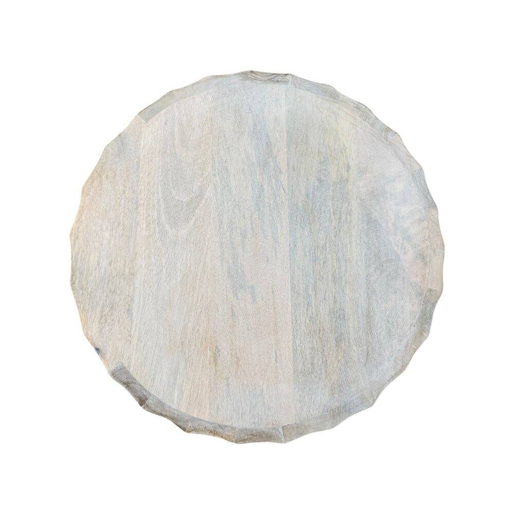Alt View 1. Carolina Chair & Table - Harrison Groove 16"x 21" Round Scallop Accent Table with Drawers - Whitewash - Whitewash.