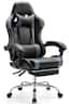 Bestier - Gaming Chair - PU Leather Fixed up Armrest Lumbar Support Ergonomic Reclining PC Chair With Rocking Mode & Footrest - Gray
