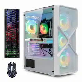 STGAubron - Gaming Desktop PC, AMD Ryzen 5 5500 up to 4.2GHz, GeForce RTX 3050 6G Graphics,16G DDR4 RAM, 1T SSD, Win11H - White