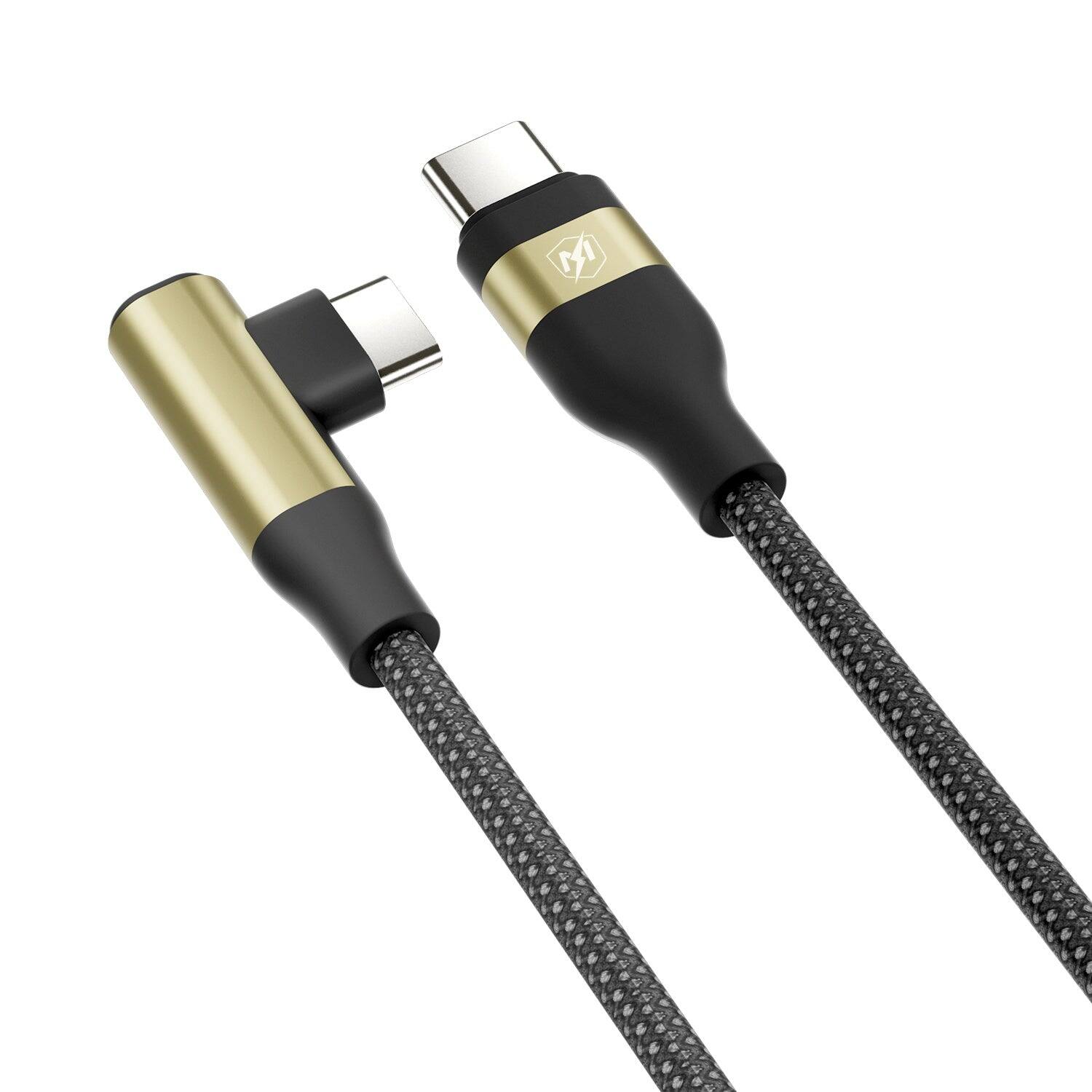Front. Mybat Pro - MyBat Pro 240W USB-C to USB-C 90 Degree Right Angle Charging Cable – 6FT - Black.