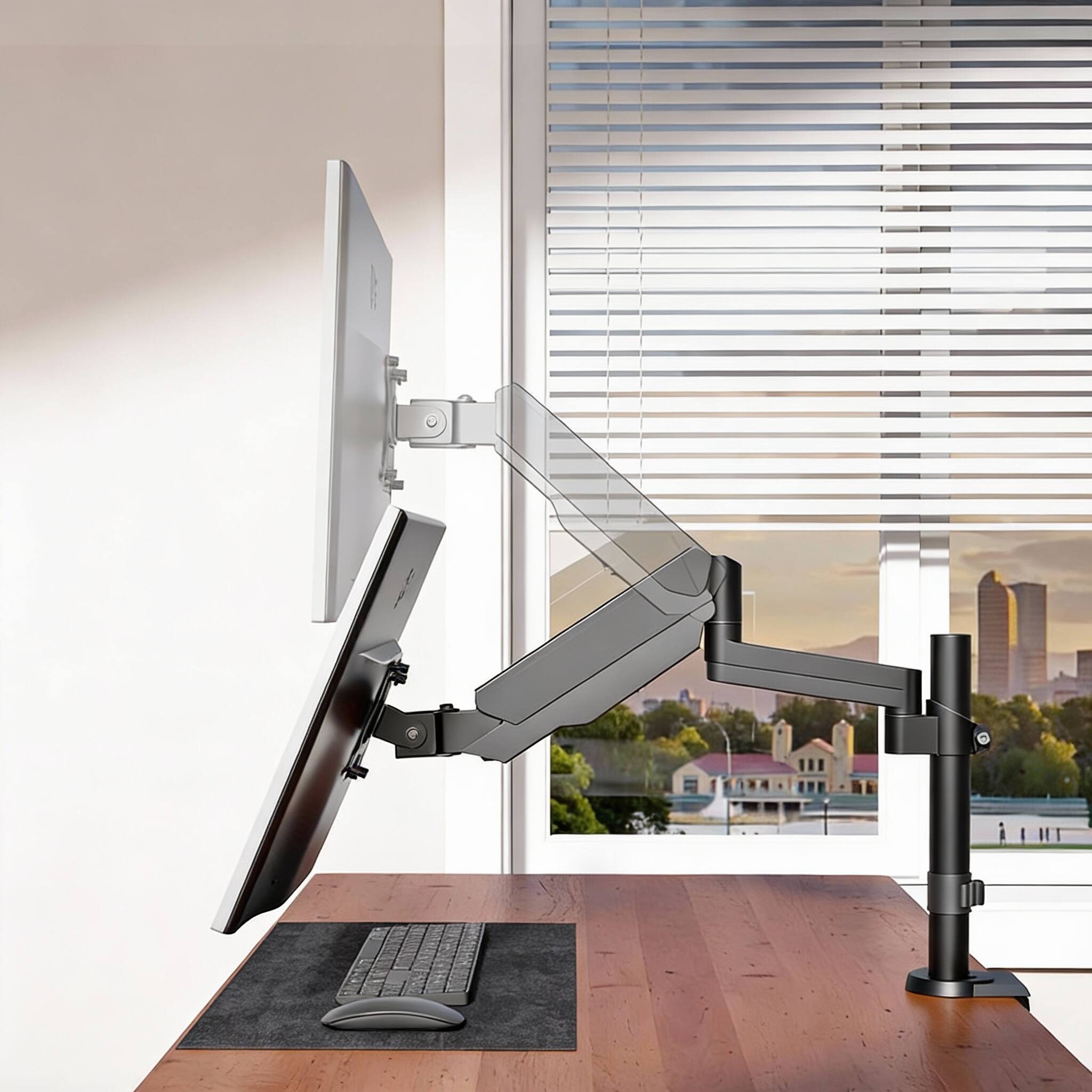 Alt View 2. Frangdom - Gas Spring Monitor Arm Monitor stand - Dual Ultrawide 17-49in 44lb.