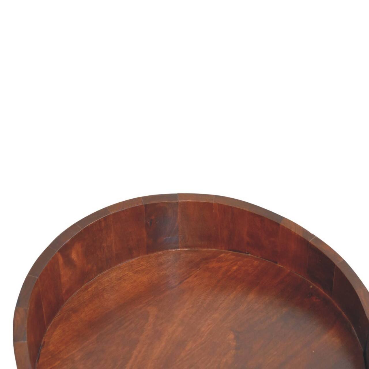 Alt View 1. Artisan Furniture - Artisan Furniture  Solid wood Winewood Round Side Cabinet, 3 Inside Shelves, Dark Brown - Dark Brown.