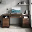 Alt View 12. Bestier - 59" Wide Office Desk with Four Drawers and File Drawer Computer Desk - Cherry.