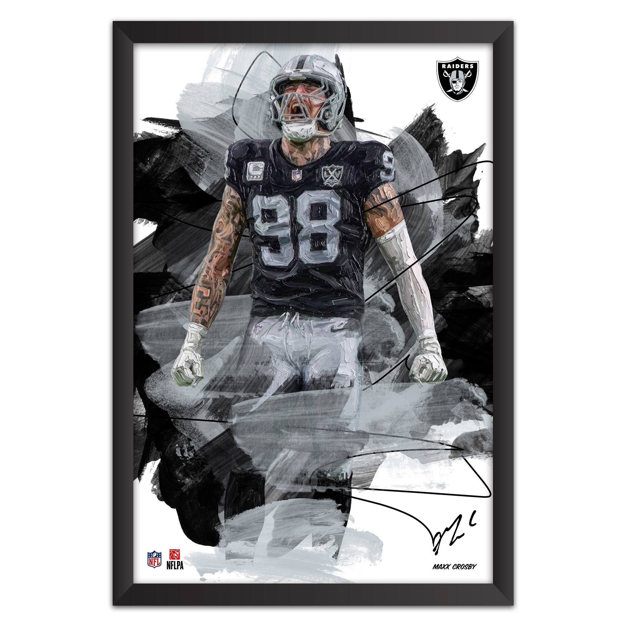 Maxx Crosby Las Vegas Raiders 27" x 39" Brush Stroke Player Framed Art Print