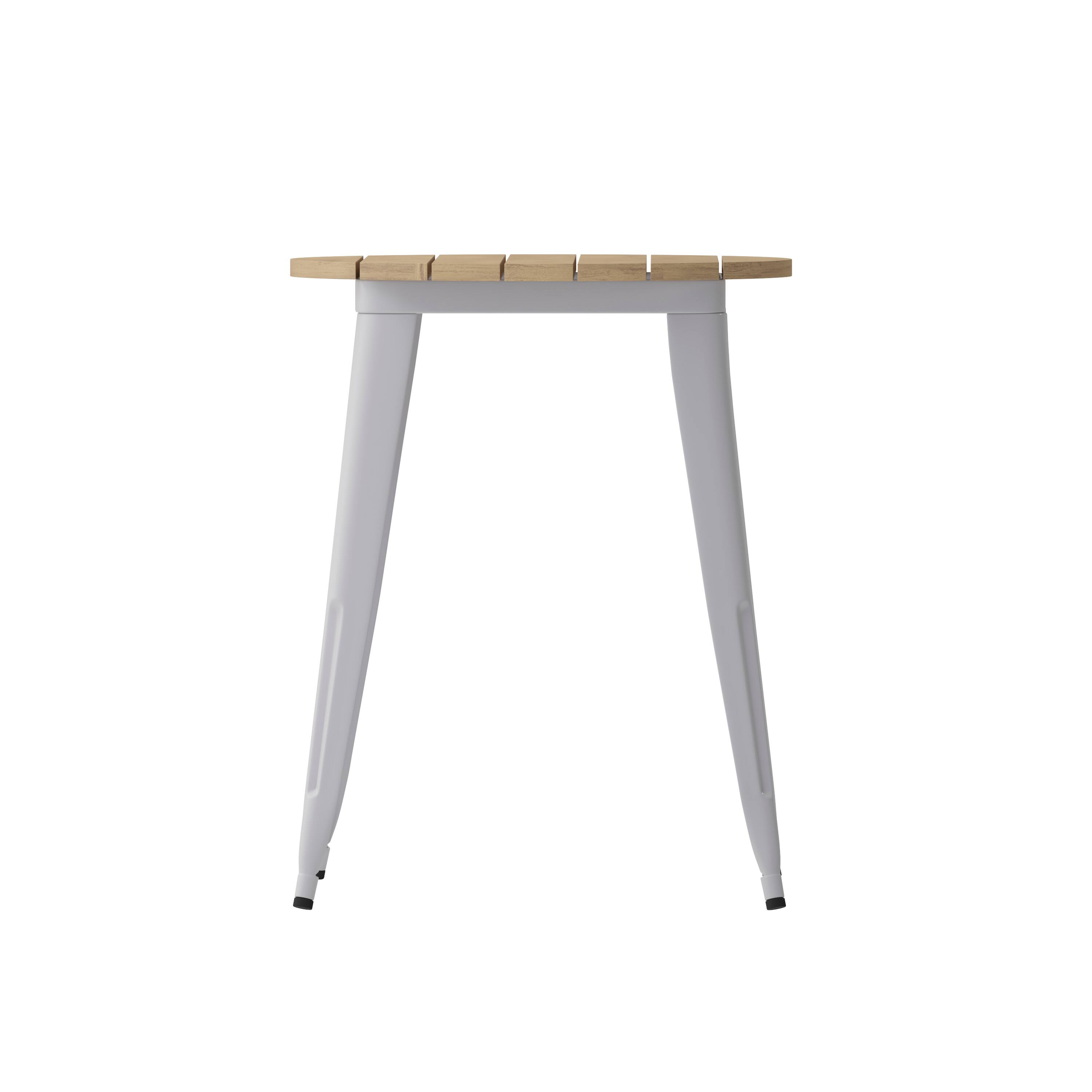 Left. Flash Furniture - Declan Commercial Grade Indoor/Outdoor Dining Table, 23.75" Round All Weather Brown Poly Resin Top with Silver Steel Bas - Gray.
