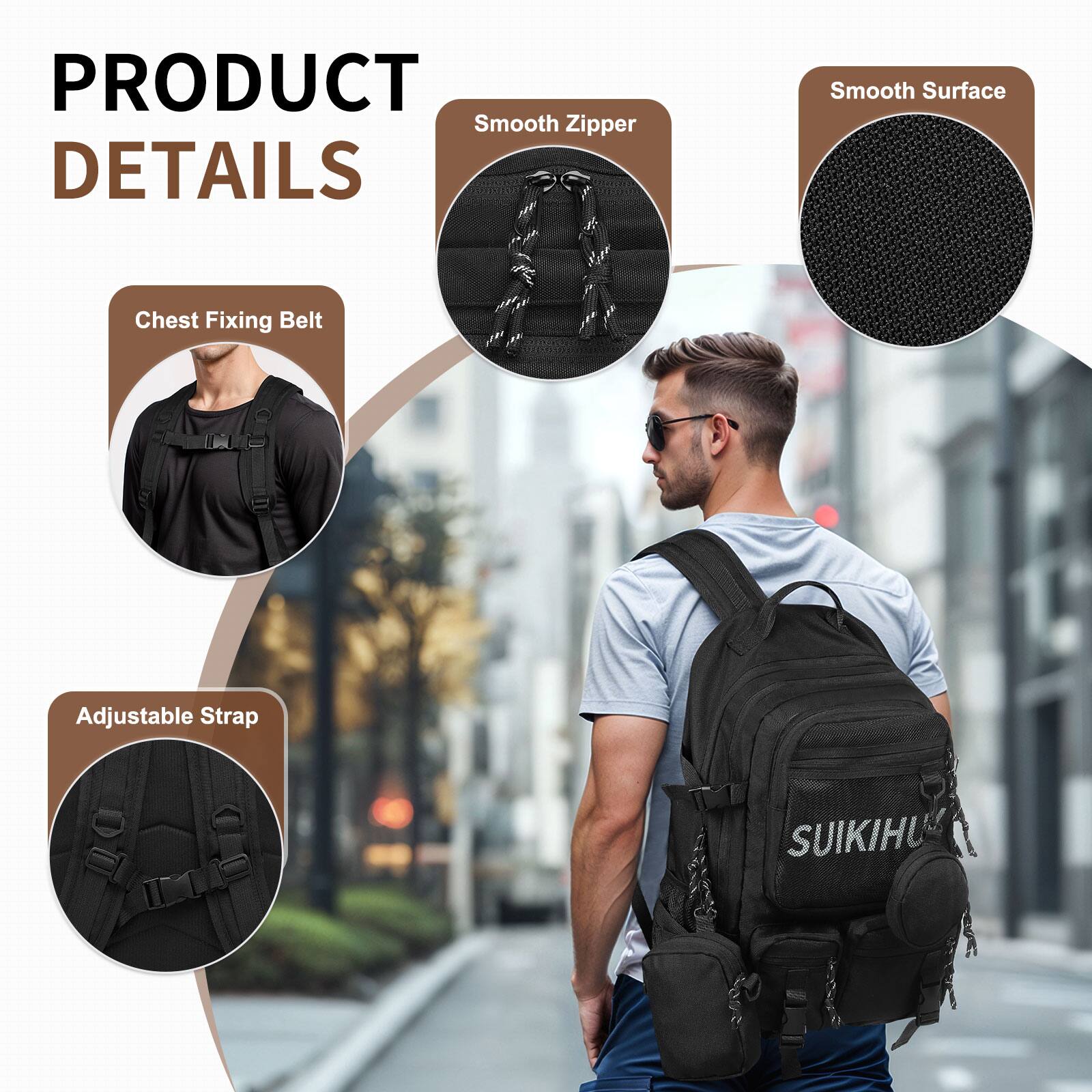PRODUCT DETAILS  
- Smooth Zipper  
- Smooth Surface  
- Chest Fixing Belt  
- Adjustable Strap  
- SUIKIHU